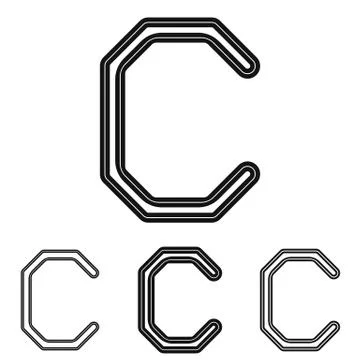 Black line c logo design set Stock Illustration