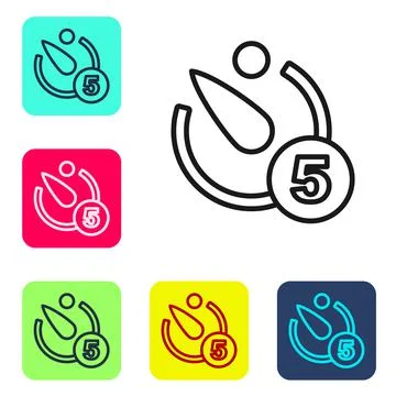 Black line Camera timer icon isolated on white background. Photo exposure Stock Illustration