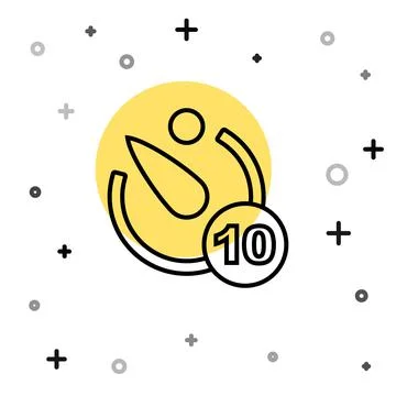 Black line Camera timer icon isolated on white background. Photo exposure Illustrazione stock