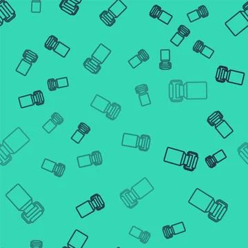 Black line Can container for milk icon isolated seamless pattern on green b.. Illustrazione stock