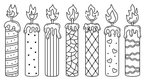 Black line candle set Stock Illustration