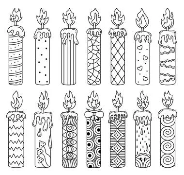 Black line candle vector set Illustrazione stock