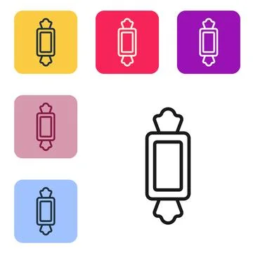 Black line Candy icon isolated on white background. Happy Halloween party. Set Stock Illustration