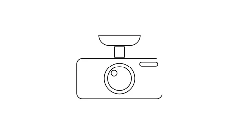 Black line Car DVR icon isolated on white background. Car digital video recorder Stock Footage 160220655