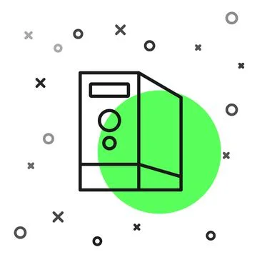 Black line Case of computer icon isolated on white background. Computer server Illustrazione stock