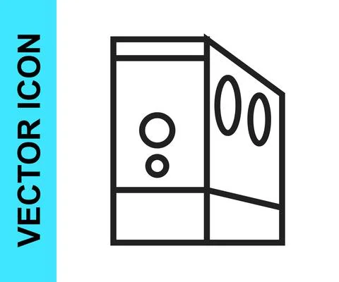 Black line Case of computer icon isolated on white background. Computer server Illustrazione stock