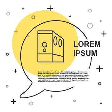 Black line Case of computer icon isolated on white background. Computer server Illustrazione stock