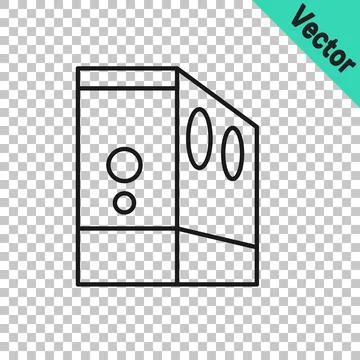 Black line Case of computer icon isolated on transparent background. Computer Illustrazione stock
