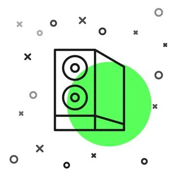 Black line Case of computer icon isolated on white background. Computer server Stock Illustration