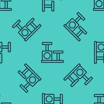 Black line Cat scratching post with toy icon isolated seamless pattern on g.. Stock Illustration