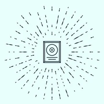Black line CD disk award in frame icon isolated on grey background. Modern Stock Illustration