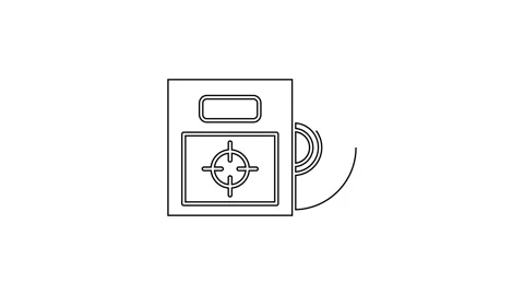 Black line CD or DVD disk in box icon isolated on white background. Compact disc Stock Footage 160230048