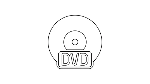 Black line CD or DVD disk icon isolated on white background. Compact disc sign Stock Footage 167504579