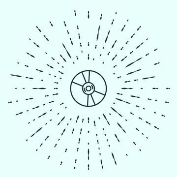 Black line CD or DVD disk icon isolated on grey background. Compact disc sign Stock-Illustration