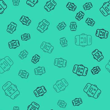 Black line Chat bot icon isolated seamless pattern on green background. Chatbot Stock Illustration