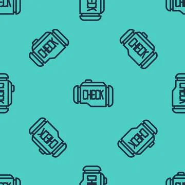 Black line Check engine icon isolated seamless pattern on green background 스톡 일러스트