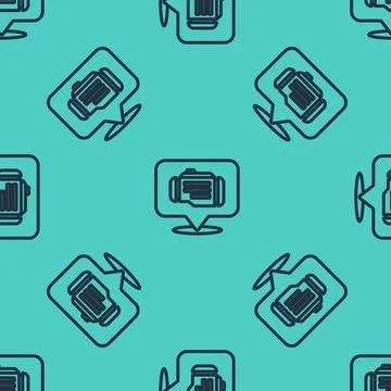 Black line Check engine icon isolated seamless pattern on green background 스톡 일러스트