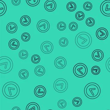 Black line Check mark in round icon isolated seamless pattern on green Illustrazione stock