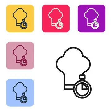 Black line Chef hat icon isolated on white background. Cooking symbol. Cooks hat Stock Illustration