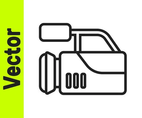 Black line Cinema camera icon isolated on white background. Video camera. Movie Stock Illustration