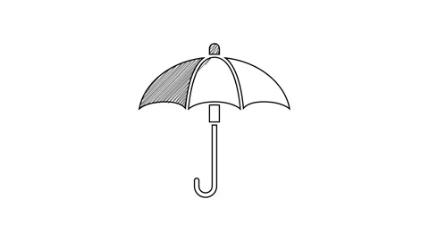 Black line Classic elegant opened umbrella icon isolated on white background Stock Footage 201422822