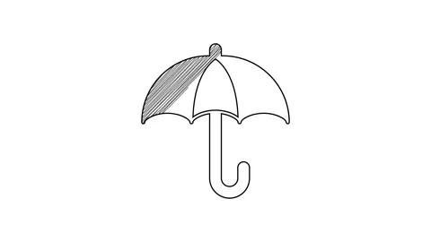 Black line Classic elegant opened umbrella icon isolated on white background Stock Footage 201585307