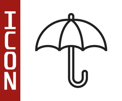 Black line Classic elegant opened umbrella icon isolated on white background Illustrazione stock