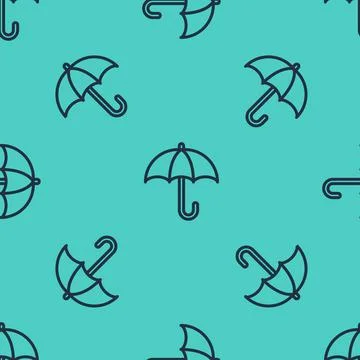Black line Classic elegant opened umbrella icon isolated seamless pattern on Illustrazione stock