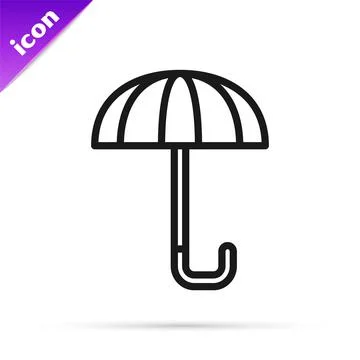 Black line Classic elegant opened umbrella icon isolated on white background Stock Illustration