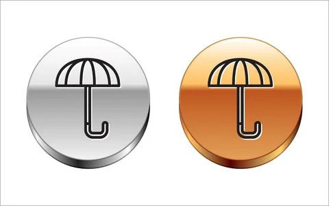 Black line Classic elegant opened umbrella icon isolated on white background Stock Illustration