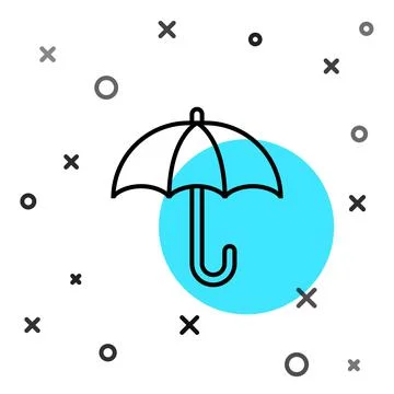 Black line Classic elegant opened umbrella icon isolated on white background Illustrazione stock