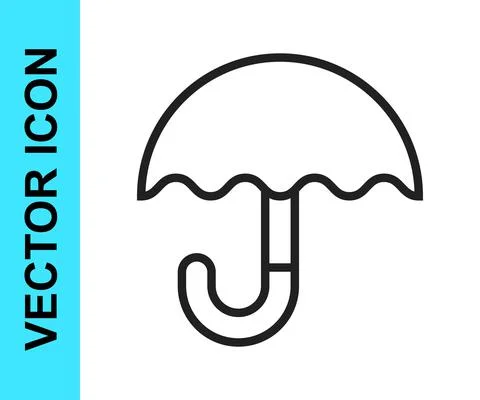 Black line Classic elegant opened umbrella icon isolated on white background Stock Illustration