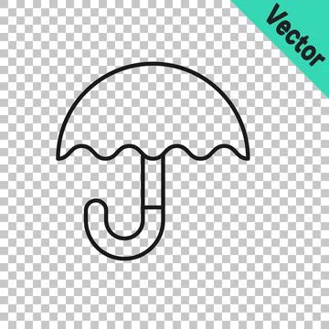 Black line Classic elegant opened umbrella icon isolated on transparent Stock Illustration