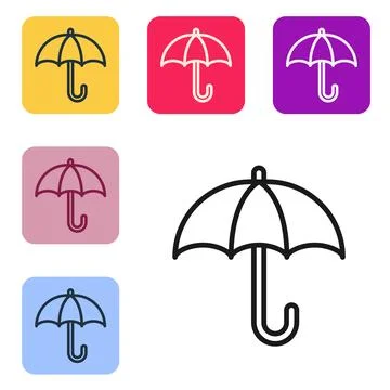 Black line Classic elegant opened umbrella icon isolated on white background. Stock Illustration