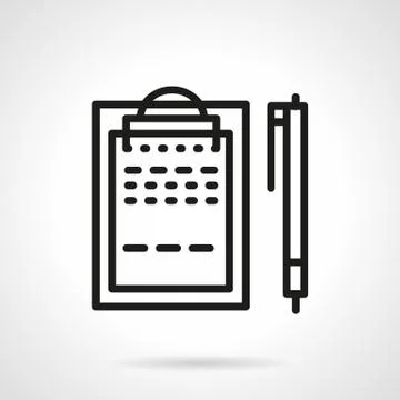 Black line clipboard with pen vector icon Stock Illustration