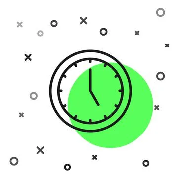 Black line Clock icon isolated on white background. Time symbol. Vector 스톡 일러스트