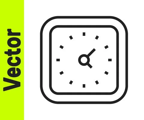 Black line Clock icon isolated on white background. Time symbol. Vector 스톡 일러스트