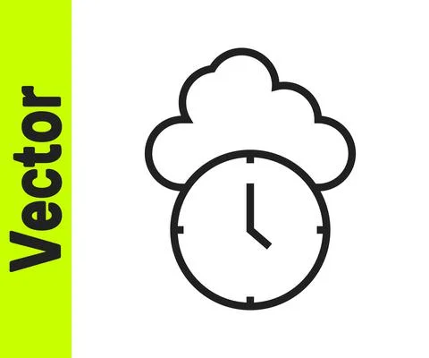 Black line Clock icon isolated on white background. Time symbol. Vector Illustrazione stock