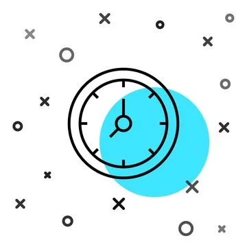 Black line Clock icon isolated on white background. Time symbol. Random dyn.. Stock Illustration