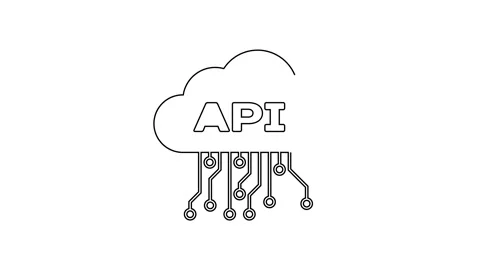 Black line Cloud api interface icon isolated on white background. Application Stock Footage 160222431