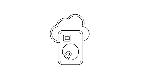 Black line Cloud database icon isolated on white background. Cloud computing Stock Footage 159290997