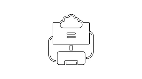Black line Cloud database icon isolated on white background. Cloud computing Stock Footage 167506498