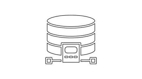 Black line Cloud database icon isolated on white background. Cloud computing Stock Footage 167506533