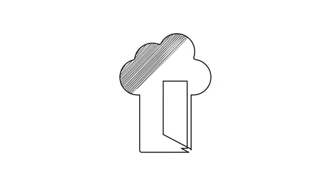 Black line Cloud database icon isolated on white background. Cloud computing Stock Footage 201612634