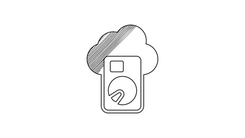 Black line Cloud database icon isolated on white background. Cloud computing Stock Footage 201612645