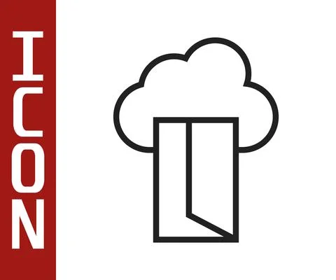 Black line Cloud database icon isolated on white background. Cloud computing Stock Illustration