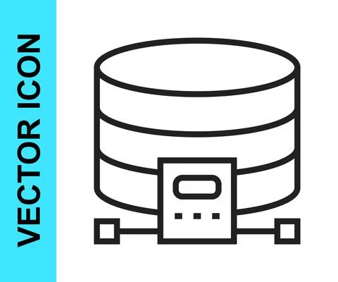 Black line Cloud database icon isolated on white background. Cloud computing Stock Illustration