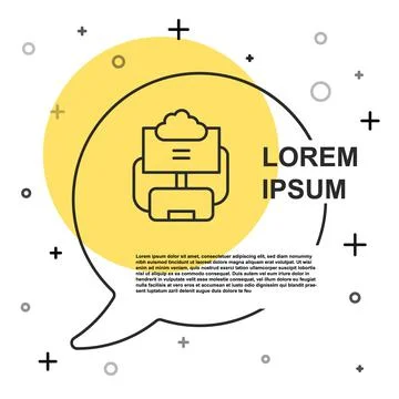 Black line Cloud database icon isolated on white background. Cloud computing Illustrazione stock