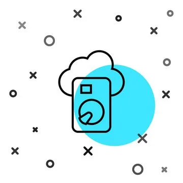 Black line Cloud database icon isolated on white background. Cloud computing Stock Illustration