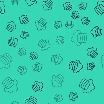 Black line Cloud database icon isolated seamless pattern on green background Stock Illustration